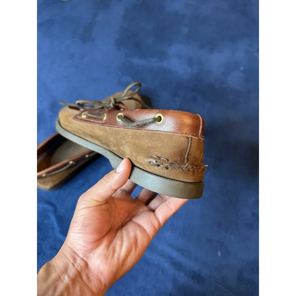 Mens Sperry Authentic Original 2-Eye Boat Shoes Brown Leather 13W Top Sider